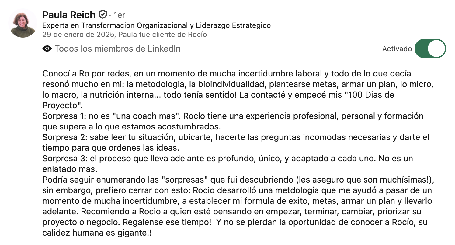 Recomendación de Paula Reich en LinkedIn
